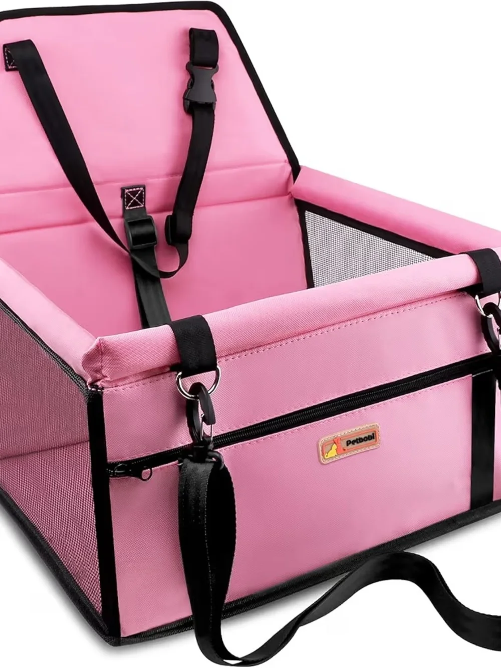 Pink Small Pet Car Booster Seat with Safety Straps